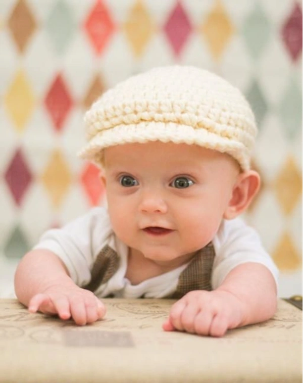 White Color Woolen Kids Cap - 0-6 Months, Cream